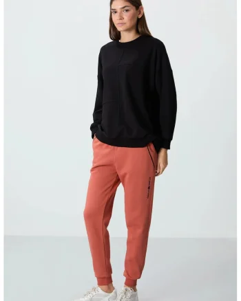 Pantaloni sport dama,  Pantaloni de trening, buzunar, rosu caramiziu, amestec de bumbac