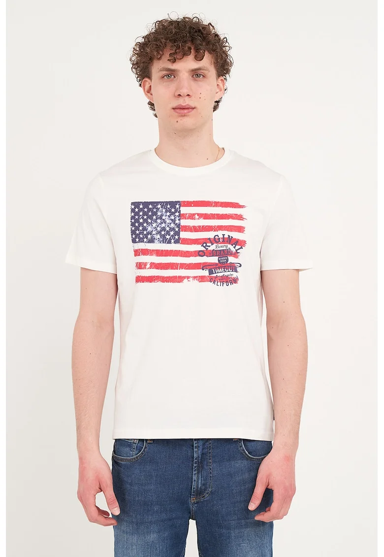 Tricou din bumbac cu imprimeu, Rosu/Alb