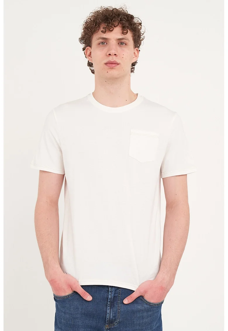 Tricou din bumbac cu model uni, Alb murdar