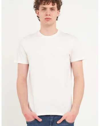 Tricou din bumbac cu decolteu la baza gatului, Alb