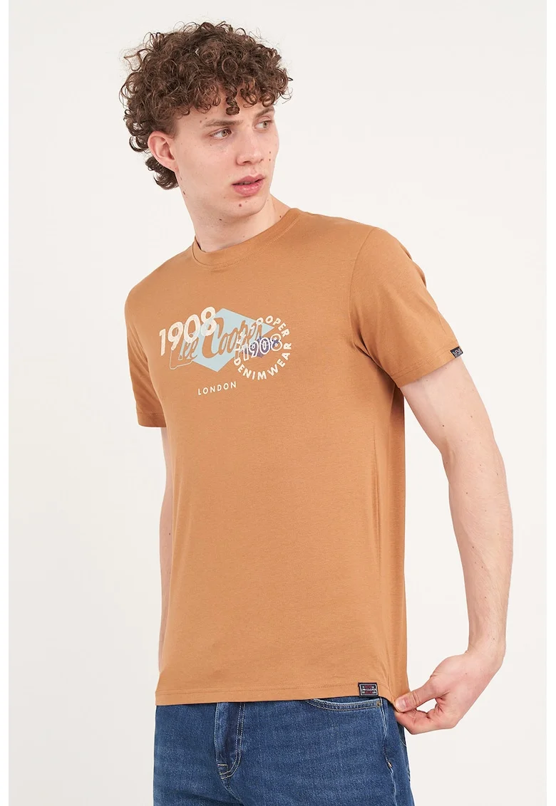 Tricou din bumbac cu model grafic, Caramel