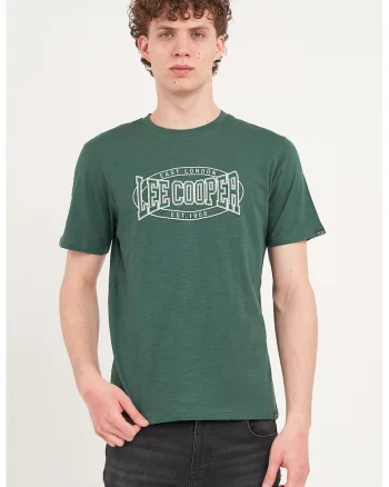 Tricou din bumbac cu decolteu la baza gatului, Verde