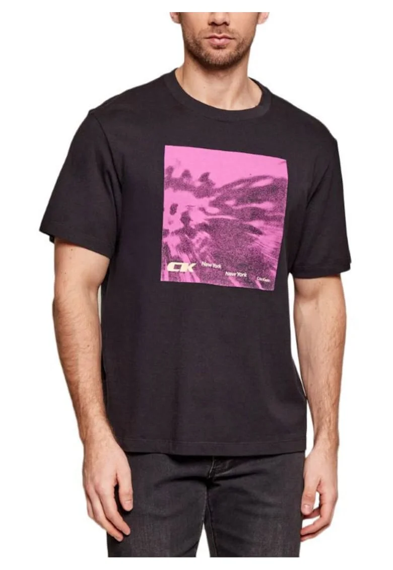 Tricou barbati  SS 20S 5AM CK FLORAL ABST GRAPHI, Bumbac, Negru, Negru