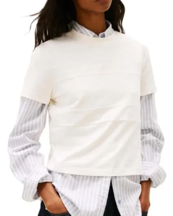 Tricou dama  TJW REG SH TONAL FLAG TEE, Bumbac, Alb, Alb