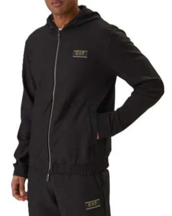 Bluza barbati cu fermoar  TRAIN PREMIUM LABEL M HOODIE FZ KNITTED JACQUARD, Poliester, Negru, Negru
