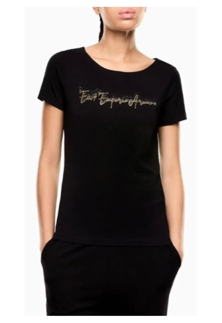 Tricou dama  TRAIN LOGO SERIES W HANDWRITTEN TEE CROSSOVER, Bumbac, Negru, Negru