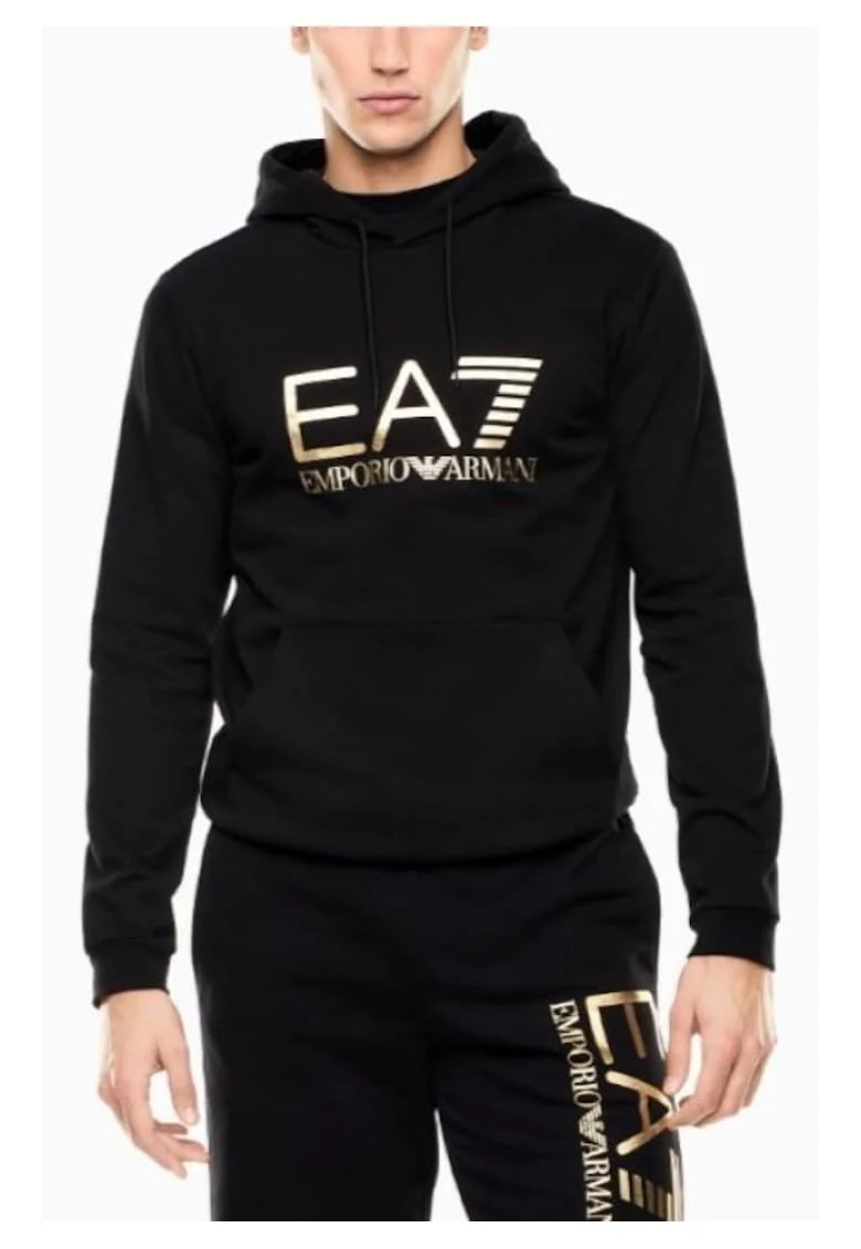 Hanorac barbati  TRAIN CORE ID M BIG LOGO HOODIE RN COFT CC, Bumbac, Negru, Negru