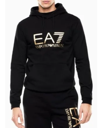 Hanorac barbati  TRAIN CORE ID M BIG LOGO HOODIE RN COFT CC, Bumbac, Negru, Negru