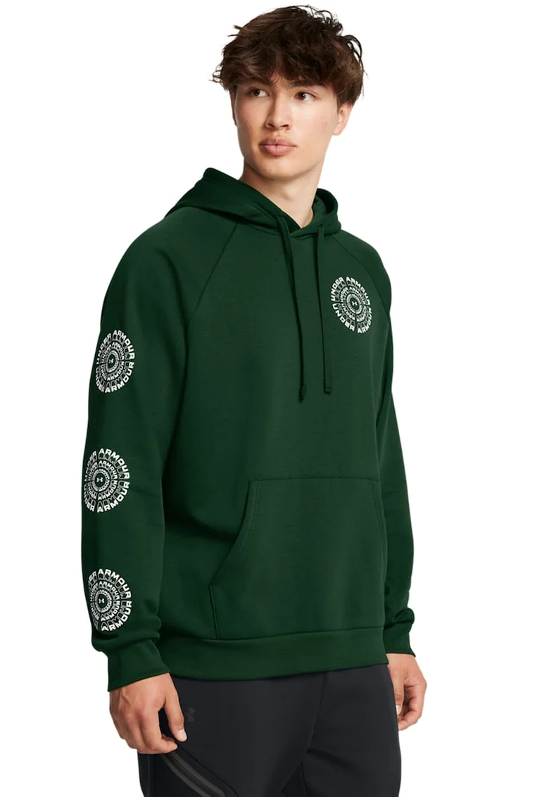 Hanorac cu maneci raglan, pentru fitness Rival, Alb/Verde padure