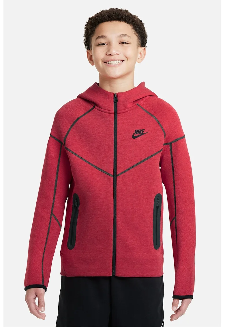 Hanorac cu maneci raglan Tech, Rosu/Negru