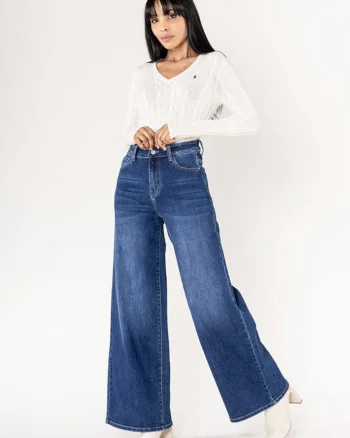 Blugi albastrii dama wide leg  YY300-9 M10 19046, Albastru