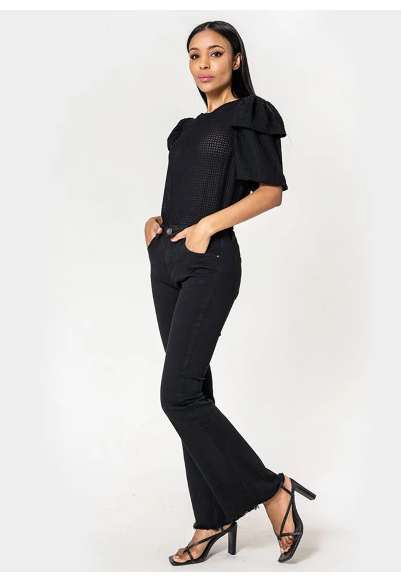 Pantaloni negri Evazati  J230-1 M7 19100, Negru