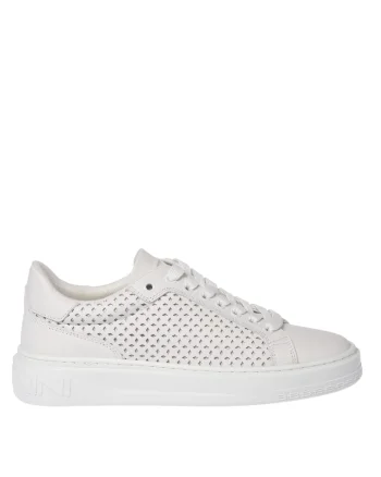 Pantofi sport de piele cu perforatii, Alb