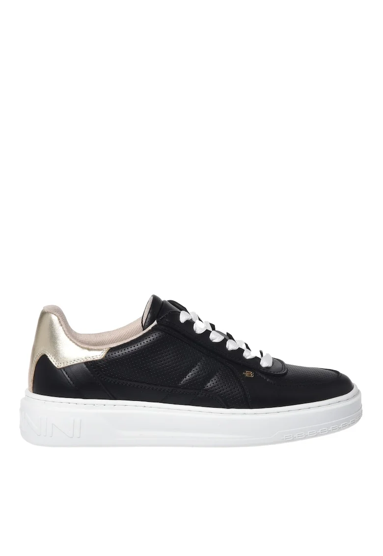Pantofi sport de piele cu garnitura contrastanta, Negru