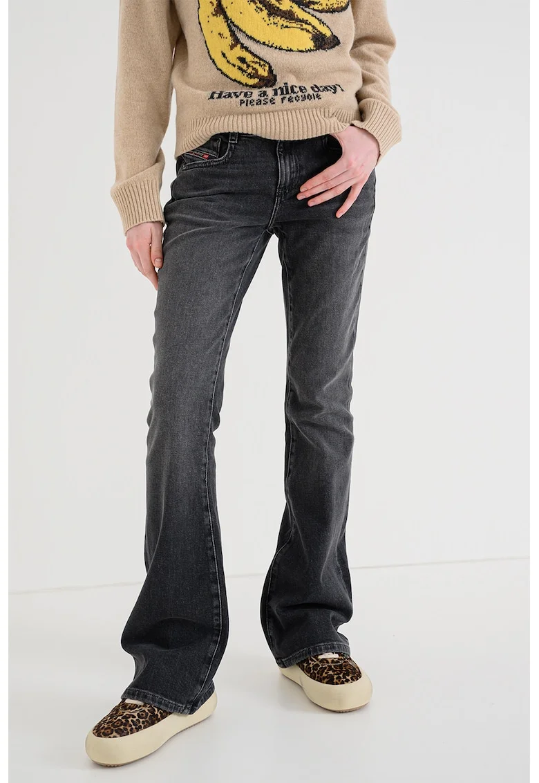 Blugi cu croiala bootcut si talie medie 1969 D-Ebbey, Negru stins