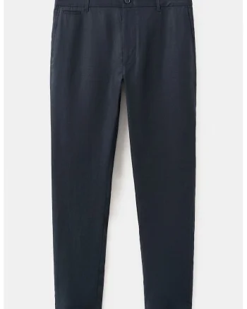 Pantaloni slim-fit din in, Bleumarin