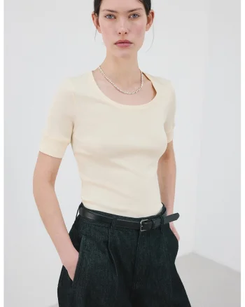 Tricou slim-fit ci decolteu rotund, Galben