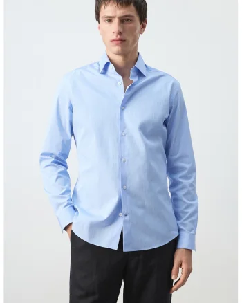 Camasa slim-fit din bumbac Essentials, Albastru
