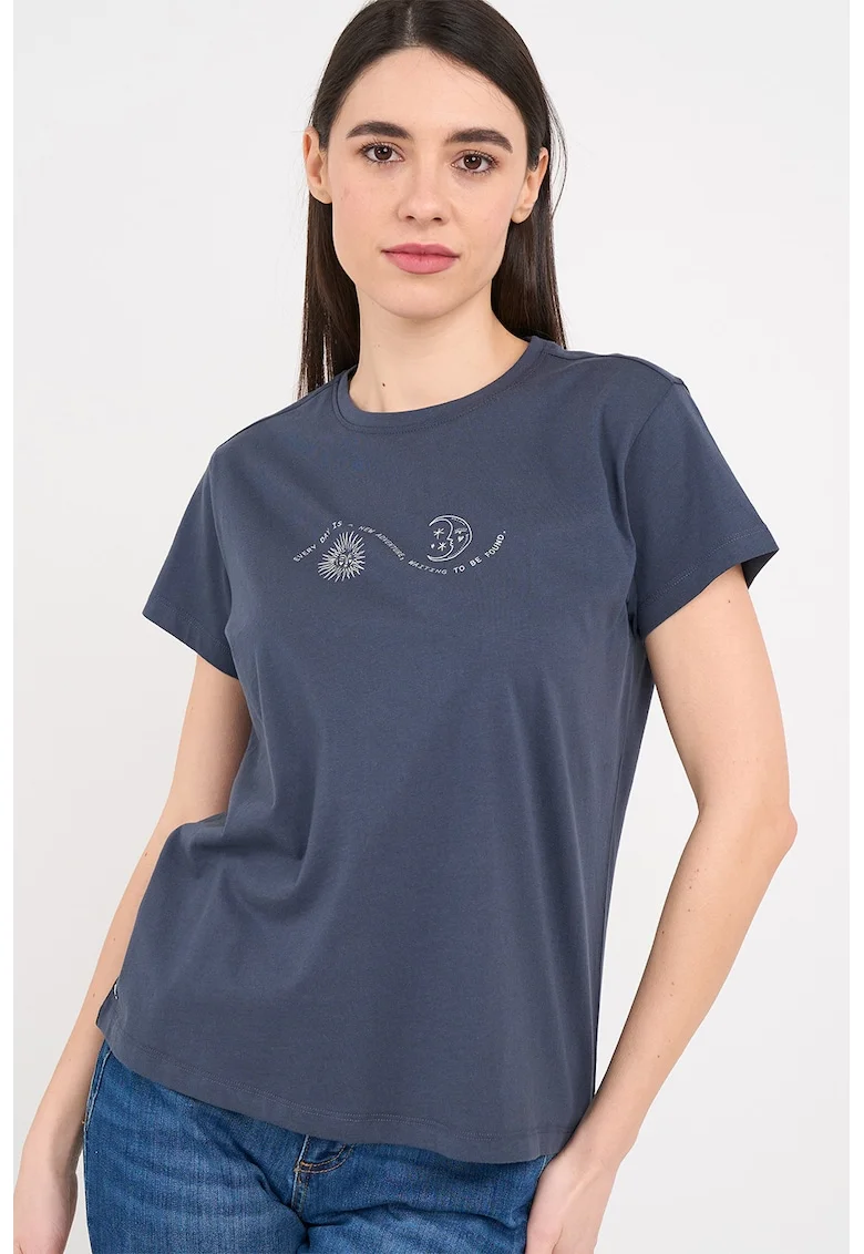 Tricou din bumbac cu imprimeu, Albastru prafuit