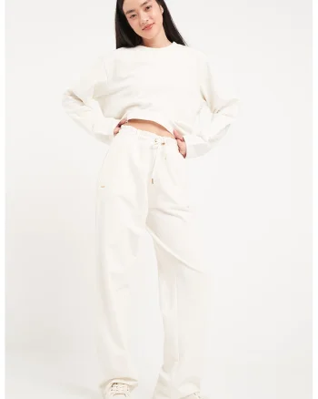 Bluza de trening lejera crop, Alb