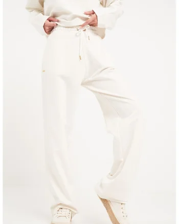 Pantaloni de trening cu croiala ampla, Alb