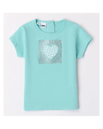 Tricou cu model inimioara si strasuri pentru fete,  4.8744, Aqua