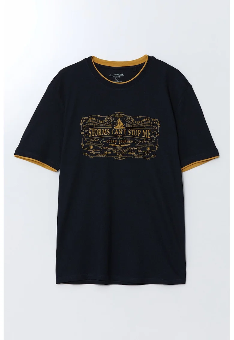 Tricou cu imprimeu, Negru/Portocaliu pal