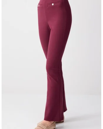 Pantaloni slim-fit cu talie inalta, Visiniu