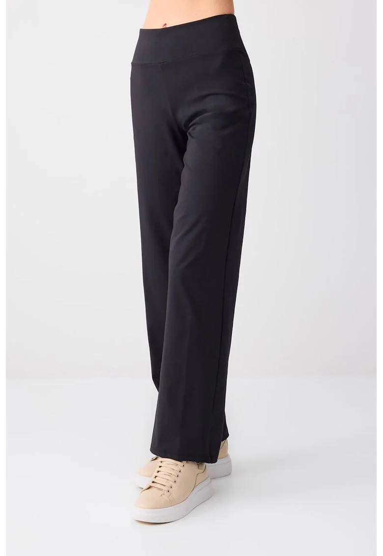 Pantaloni relaxed-fit cu model uni, Negru
