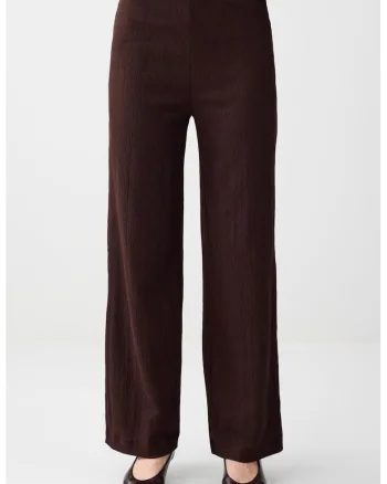 Pantaloni cu croiala ampla si talie medie, Maro cognac