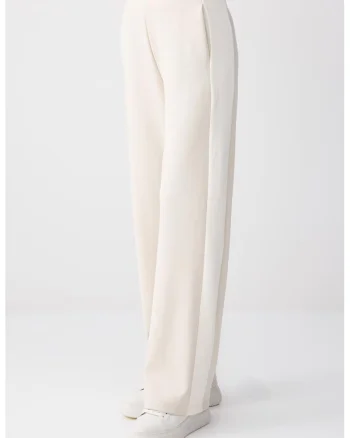 Pantaloni de trening din amestec de modal cu croiala ampla si buzunare laterale, Maro nisip