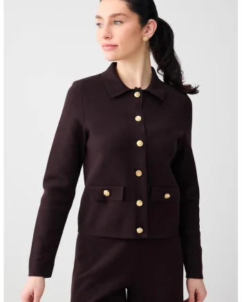 Cardigan regular-fit cu model uni, Maro
