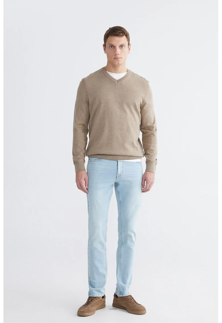Blugi slim fit cu talie medie, Albastru deschis