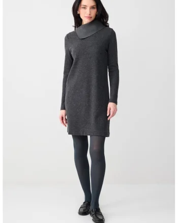 Rochie lejera cu maneci lungi, Gri inchis melange