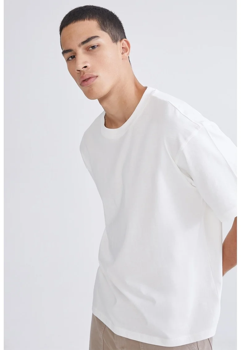 Tricou lejer din bumbac, Alb murdar