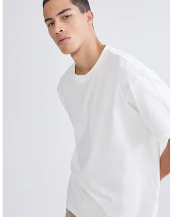 Tricou lejer din bumbac, Alb murdar