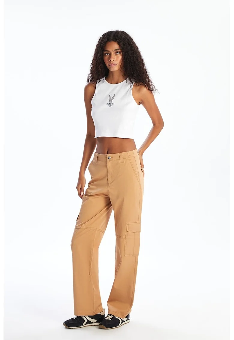 Pantaloni cargo drepti, Ocru
