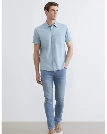 Blugi slim fit cu talie medie, Albastru pastel