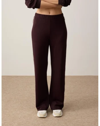 Pantaloni de trening cu croiala ampla si talie elastica, Maro cognac
