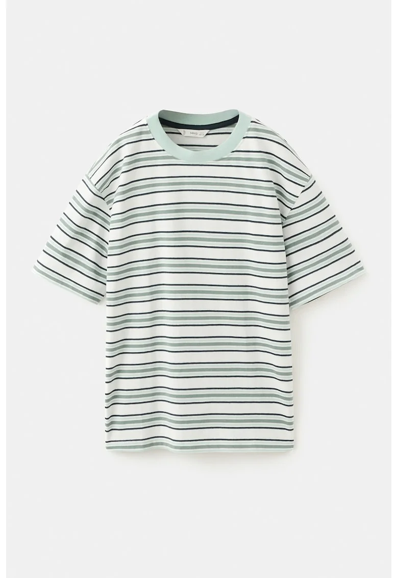 Tricou in dungi cu decolteu la baza gatului, Verde pal