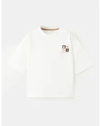Tricou cu design grafic, Alb