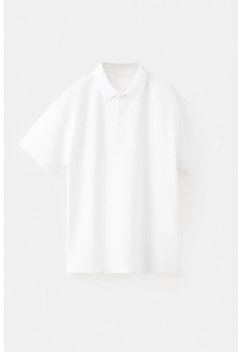 Tricou polo cu fenta cu nasturi, Alb