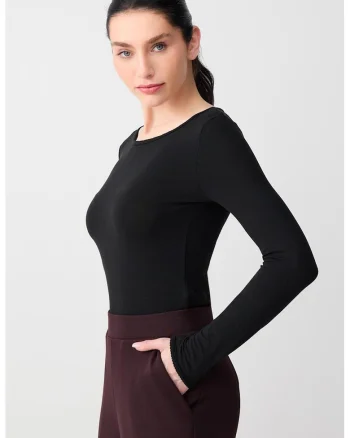 Bluza cu decolteu barcuta, Negru