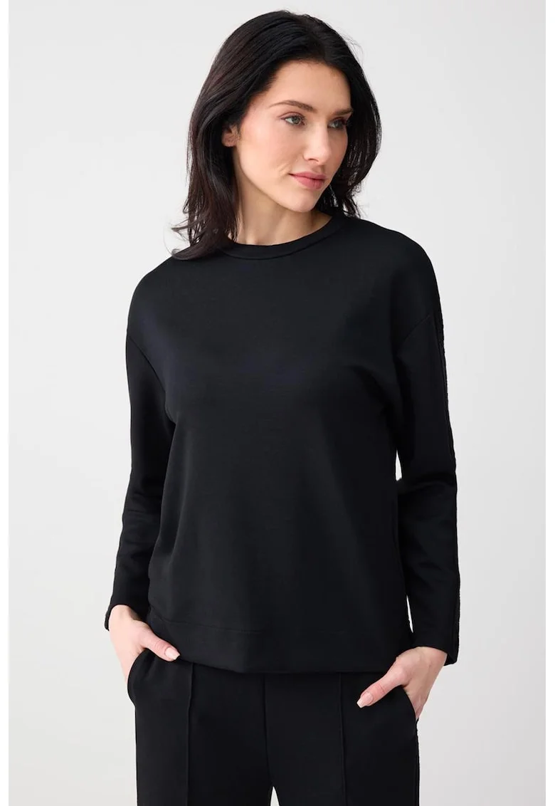 Bluza de trening din amestec de modal cu segmente brodate, Negru