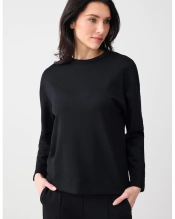 Bluza de trening din amestec de modal cu segmente brodate, Negru