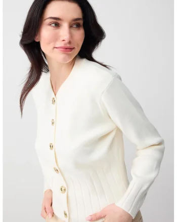 Cardigan regular-fit cu model uni, Alb fildes
