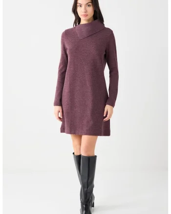 Rochie lejera cu maneci lungi, Violet melange