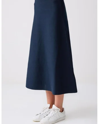 Fusta midi cu croiala evazata, Bleumarin