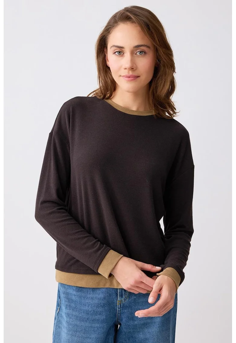 Bluza uni cu maneci cazute, Maro