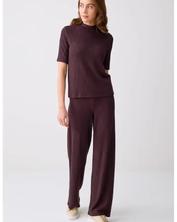 Bluza texturata cu maneci scurte, Violet tyrian